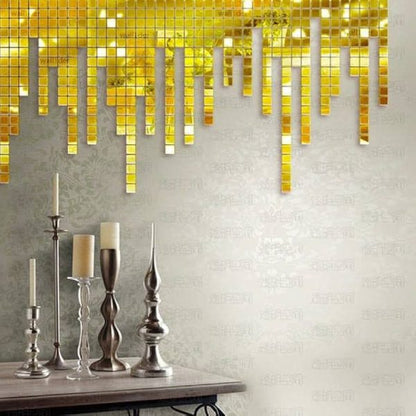 Gold Square Acrylic Wall Mirror Stickers / Wall Decoration Art (100pcs)