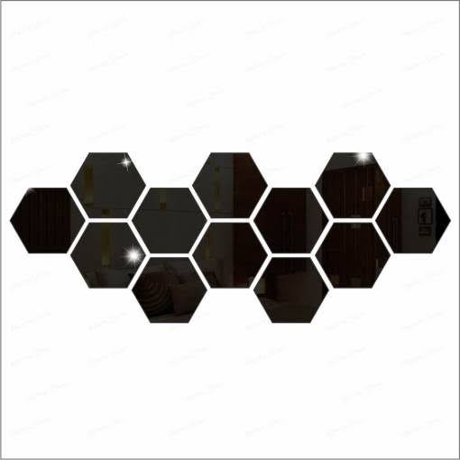 (pack Of 12) 3d Acrylic Hexagon Simple Mirror-surface Geometric Diy Art Mural For Home Decoration Wall